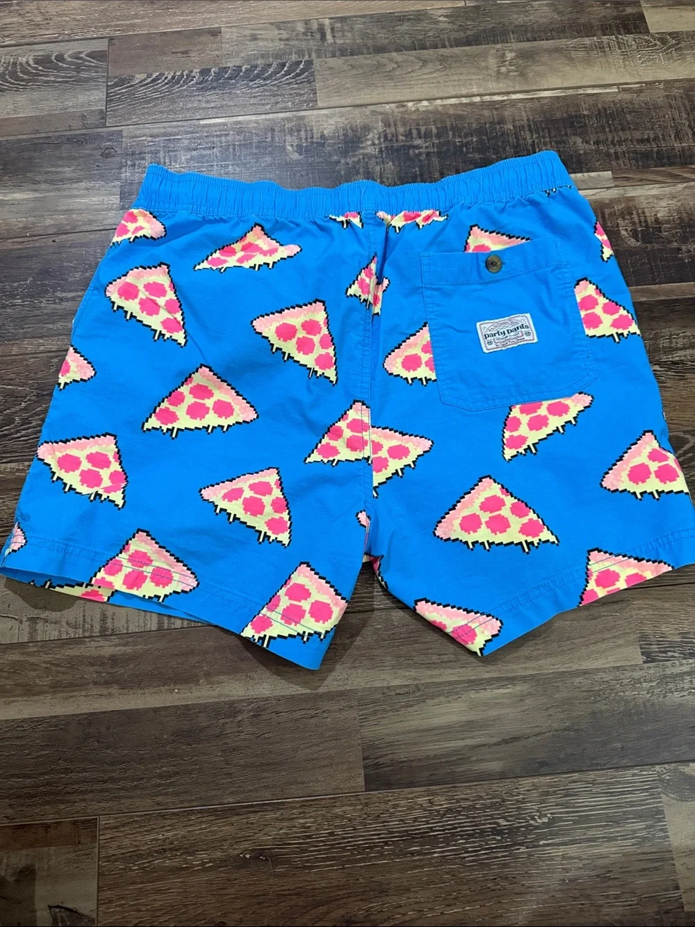 Party pants Bright Blue Pizza-Print‎ Swim Trunks
